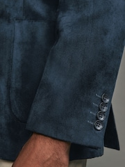 Navy Blue Regular Fit Faux Suede Blazer - Image 5 of 11