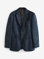 Navy Blue Regular Fit Faux Suede Blazer - Image 6 of 11