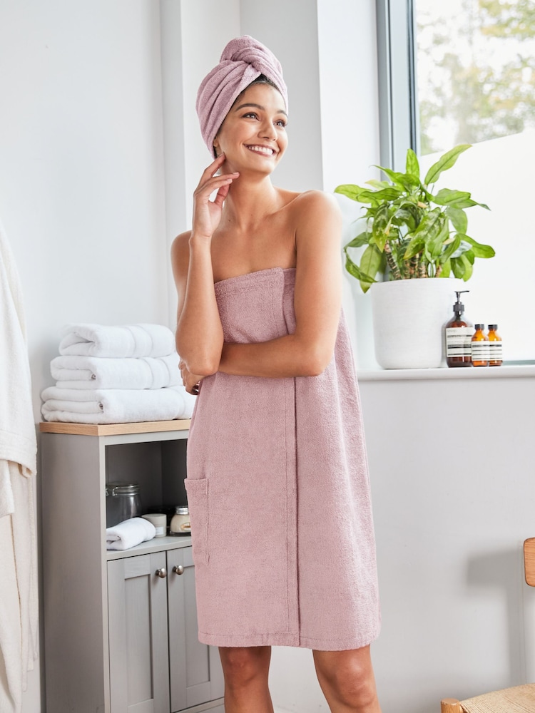 Just Pink Cosy 100% Cotton Towelling Body Wrap - Image 1 of 3