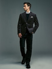 Black Regular Fit Textured Corduroy Blazer - Image 1 of 9