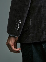 Black Regular Fit Textured Corduroy Blazer - Image 4 of 9