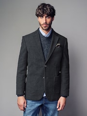 Charcoal Grey Nova Fides Moleskin Textured Blazer - Image 1 of 11