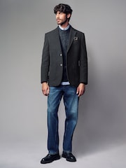 Charcoal Grey Nova Fides Moleskin Textured Blazer - Image 3 of 11
