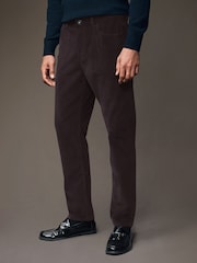 Burgundy Red Micro Corduroy 5 Pocket Chinos Trousers - Image 1 of 9
