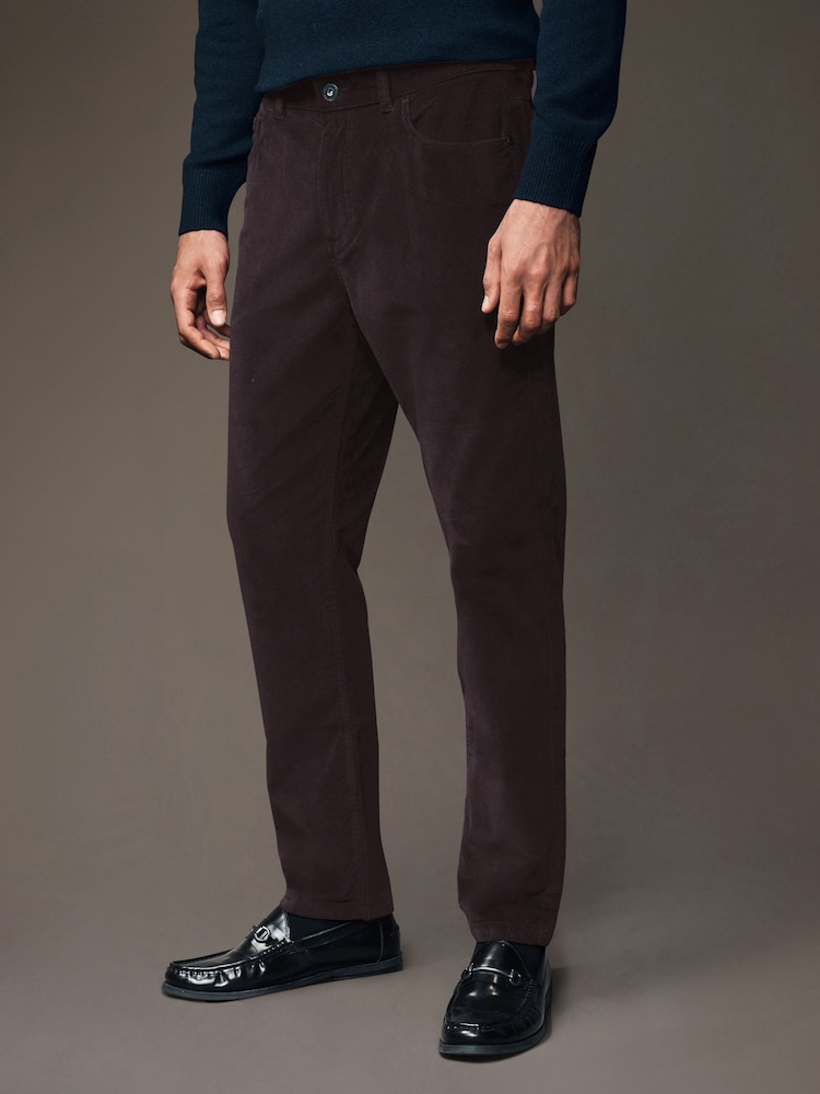 Burgundy Red Micro Corduroy 5 Pocket Chinos Trousers - Image 1 of 9