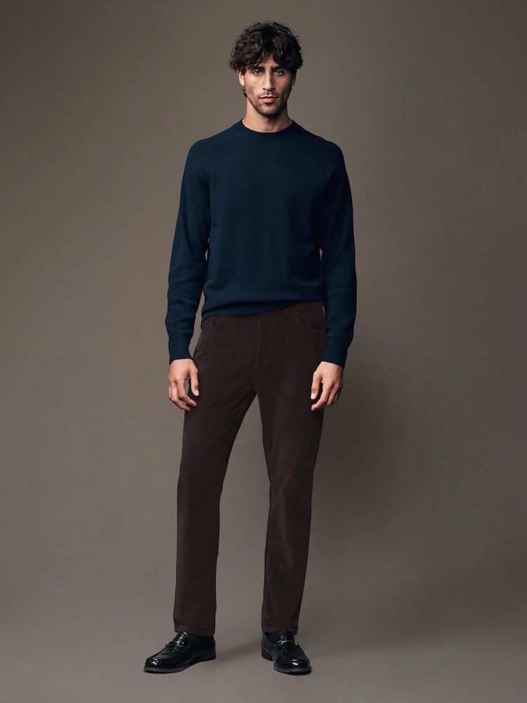 Burgundy Red Micro Corduroy 5 Pocket Chinos Trousers - Image 2 of 9