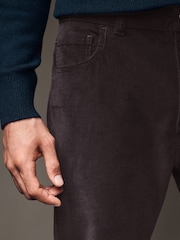 Burgundy Red Micro Corduroy 5 Pocket Chinos Trousers - Image 5 of 9