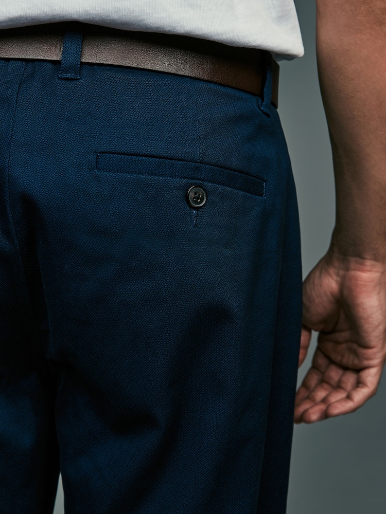 French marineblauw - Straight fit - Zachte chino met print en riem - Image 4 of 5