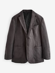 Neutral Brown Regular Fit Faux Suede Blazer - Image 7 of 9