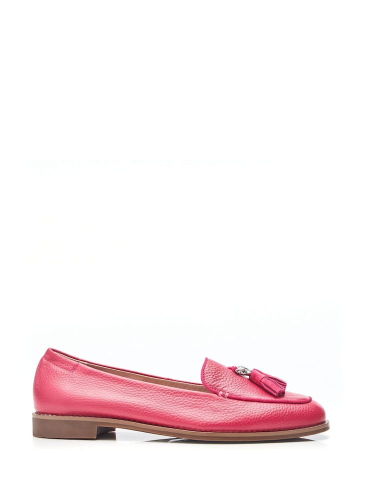 Moda in Pelle Pink Emmarose Leopard Head Tassel Trim Loafers - Image 1 of 4