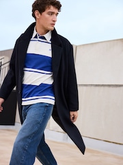 Navy Blue Soft Touch Relaxed Epsom Wool Overcoat - Image 6 of 11