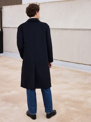 Navy Blue Soft Touch Relaxed Epsom Wool Overcoat - Image 7 of 11