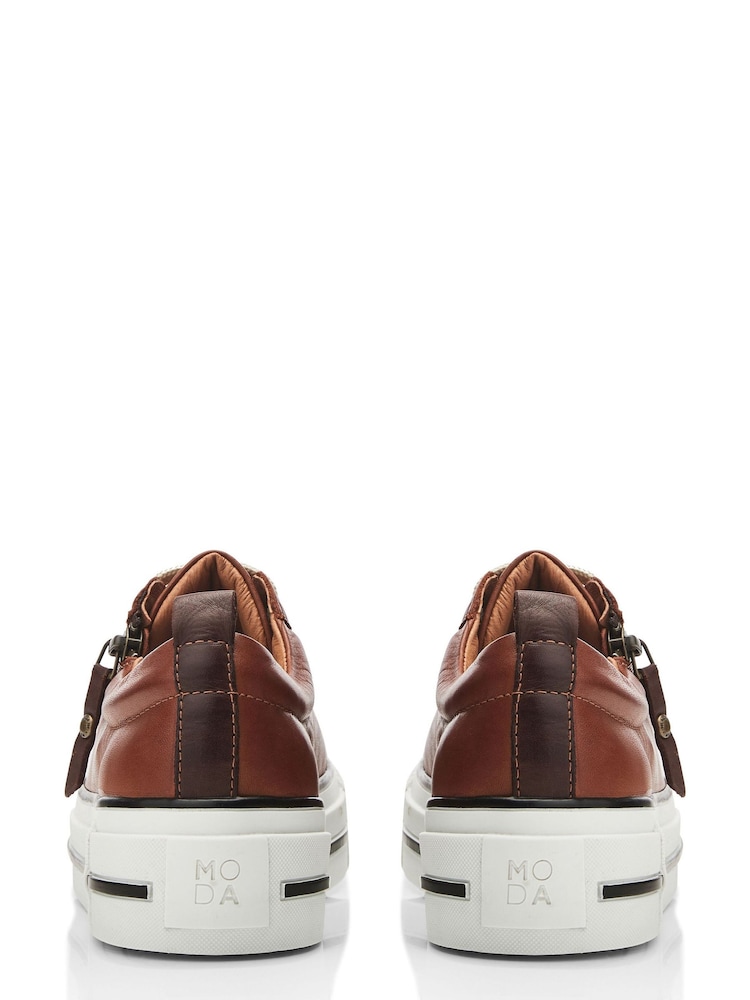 Moda In Pelle FILICIAN CHUNKY LEATHER TRAINER WITH ZIP AND LACE-UP CLOSURE - Image 3 of 4