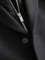 Black Mock Gilet Epsom Coat with Wool - Image 10 of 11
