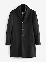 Black Mock Gilet Epsom Coat with Wool - Image 6 of 11