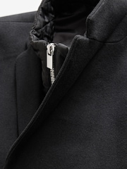 Black Mock Gilet Epsom Coat with Wool - Image 8 of 11