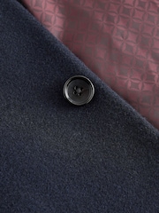 Navy Blue Signature Soft Touch Wool Rich Padded Italian Fabric Funnel Neck Coat - Image 5 of 12