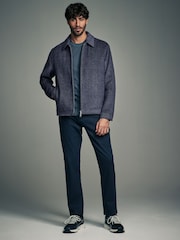 Navy Blue Soft Touch Padded Harrington Jacket with Wool - Image 2 of 6