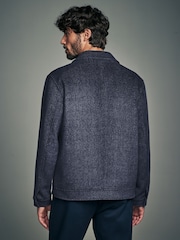 Navy Blue Soft Touch Padded Harrington Jacket with Wool - Image 5 of 6