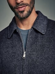 Navy Blue Soft Touch Padded Harrington Jacket with Wool - Image 6 of 6