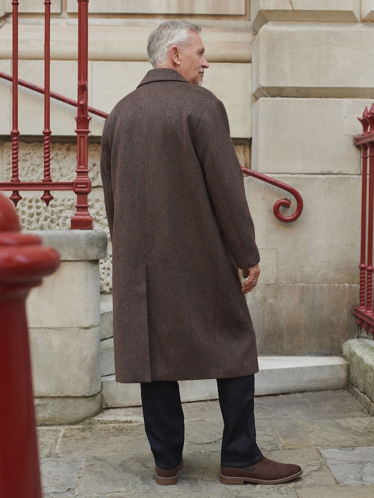 Brown Soft Touch Relaxed Epsom Wool Overcoat - Image 2 of 7