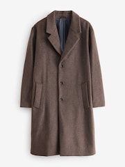Brown Soft Touch Relaxed Epsom Wool Overcoat - Image 4 of 7