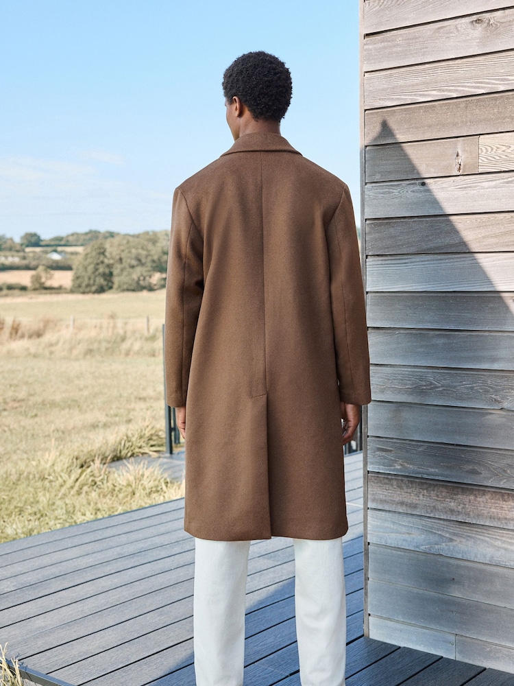Toffee Brown Soft Touch Relaxed Epsom Wool Overcoat - Image 2 of 8