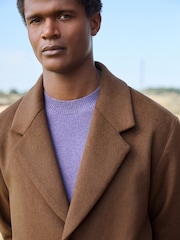 Toffee Brown Soft Touch Relaxed Epsom Wool Overcoat - Image 3 of 8