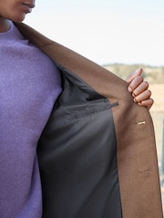 Toffee Brown Soft Touch Relaxed Epsom Wool Overcoat - Image 4 of 8