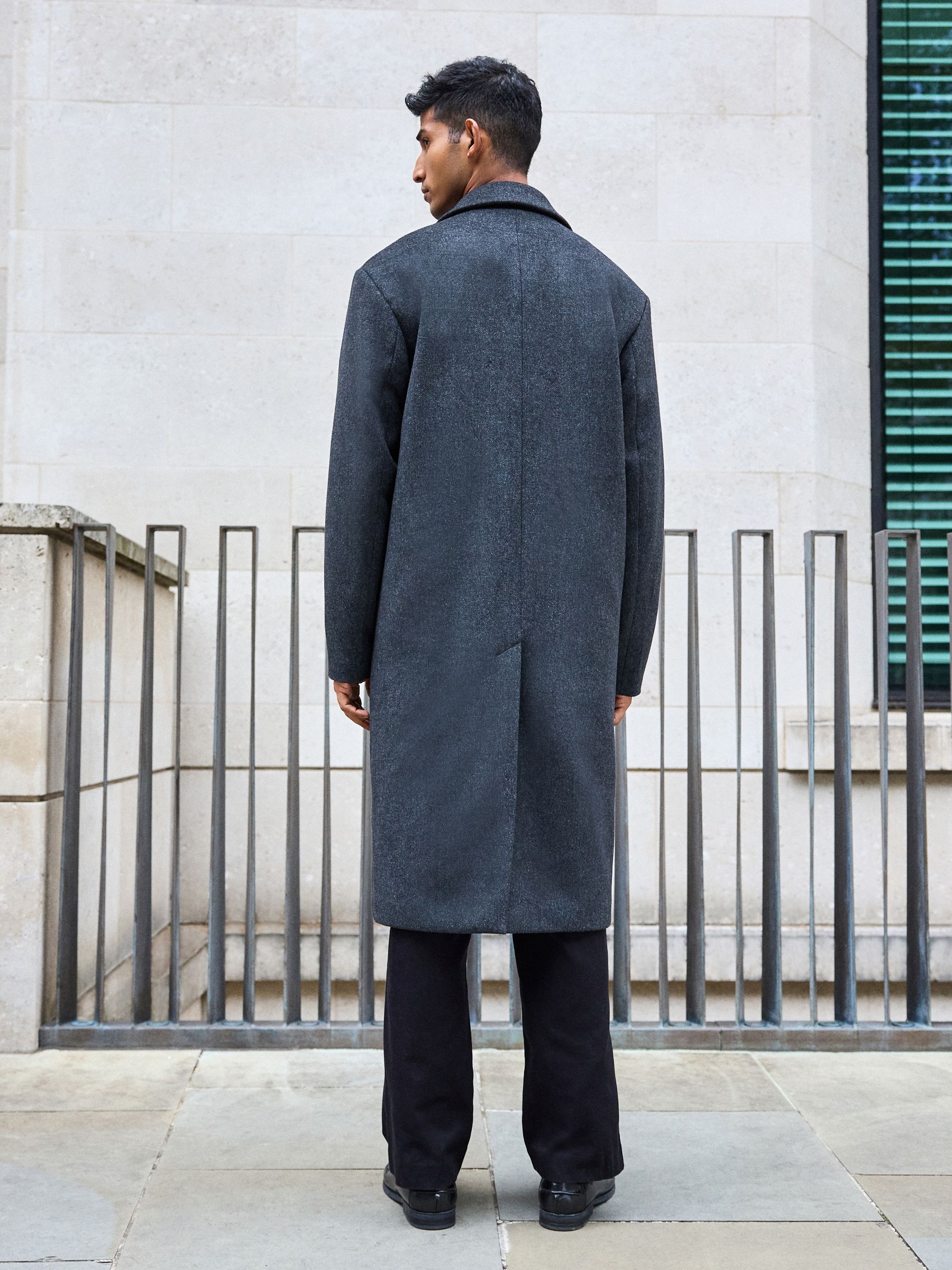 Buy Charcoal Grey Soft Touch Relaxed Epsom Wool Overcoat from the Next ...