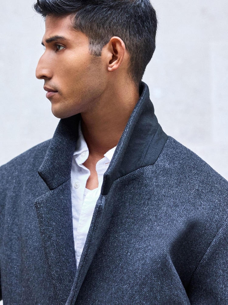 Charcoal Grey Soft Touch Relaxed Epsom Wool Overcoat - Image 5 of 5