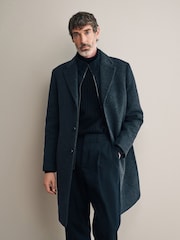 Charcoal Grey Signature Soft Touch Wool Rich Padded Italian Fabric Funnel Neck Coat - Image 1 of 12