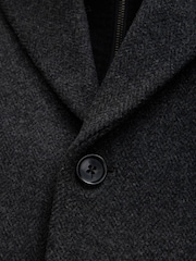 Charcoal Grey Signature Soft Touch Wool Rich Padded Italian Fabric Funnel Neck Coat - Image 11 of 12