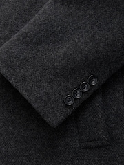 Charcoal Grey Signature Soft Touch Wool Rich Padded Italian Fabric Funnel Neck Coat - Image 12 of 12