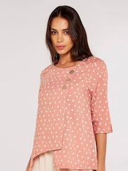 Apricot Pink Textured Paint Dot Top - Image 1 of 4