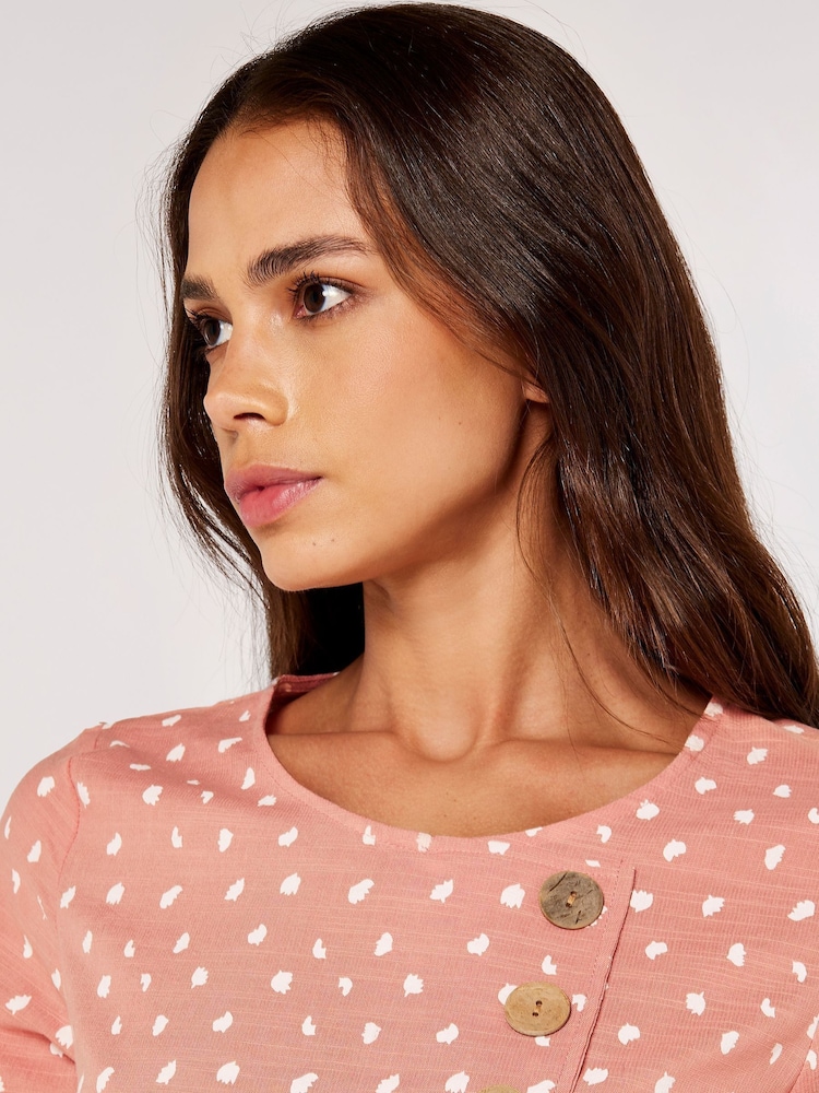Apricot Pink Textured Paint Dot Top - Image 2 of 4