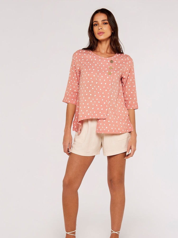 Apricot Pink Textured Paint Dot Top - Image 4 of 4