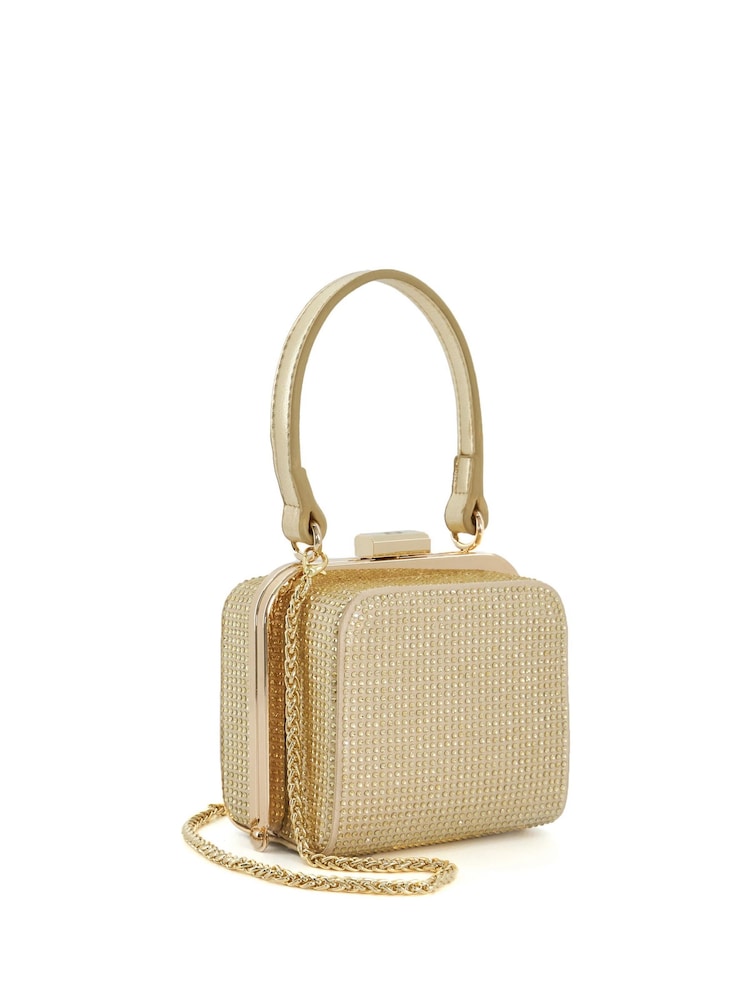 Dune London Gold Chrome Santerini Micro Frame Grab Bag - Image 4 of 7