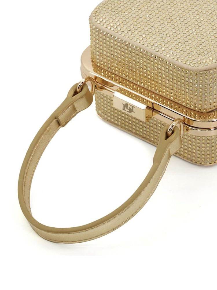 Dune London Gold Chrome Santerini Micro Frame Grab Bag - Image 6 of 7