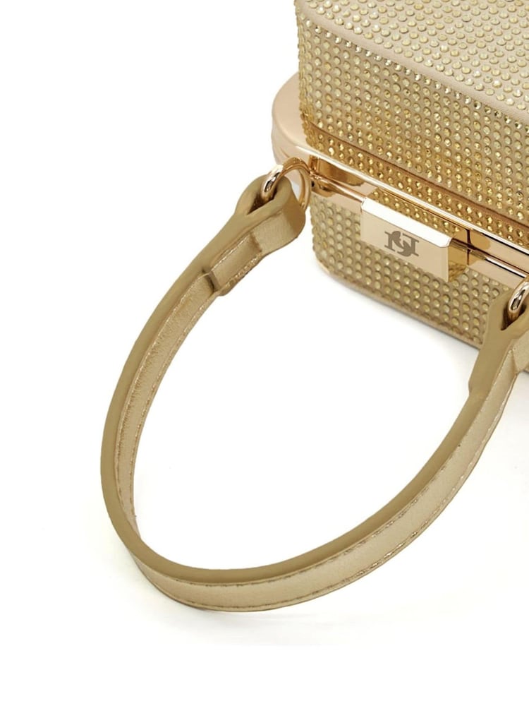 Dune London Gold Chrome Santerini Micro Frame Grab Bag - Image 7 of 7