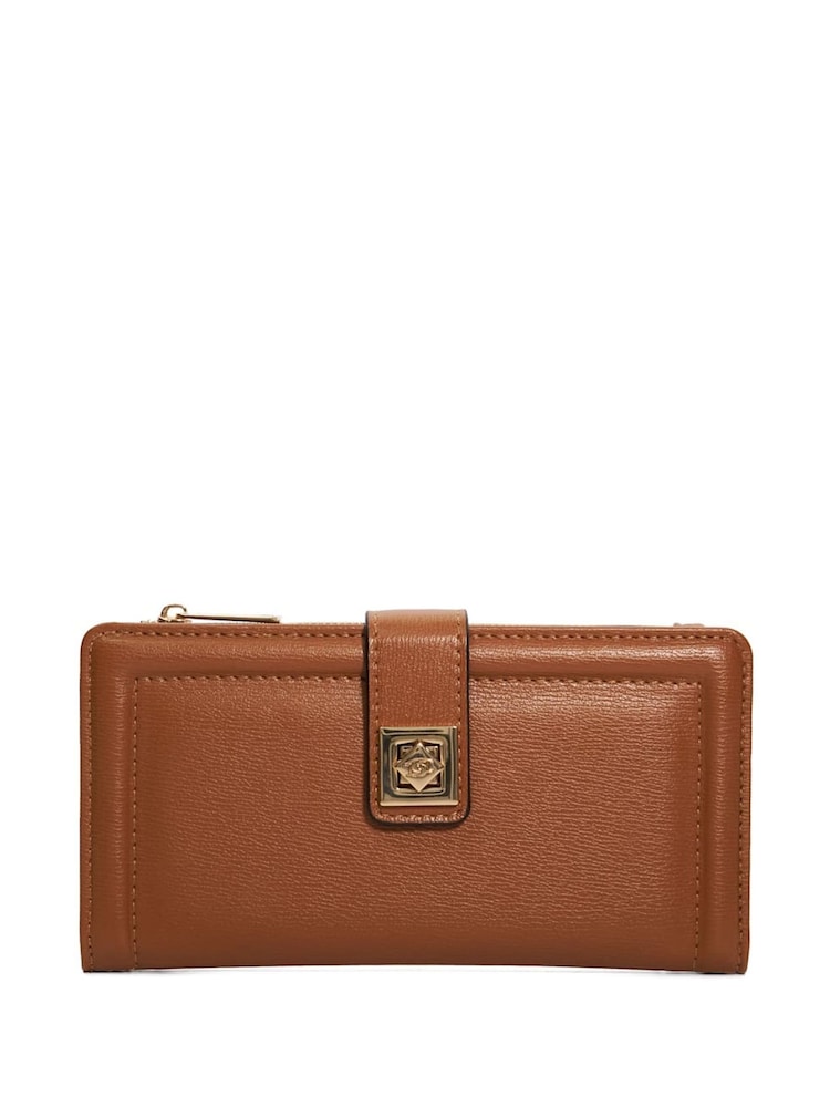 Dune London Brown Klints Large Turnlock Detail Purse - Image 1 of 5