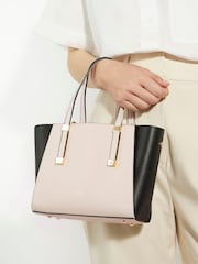 Dune London Cream Mini Dinkydresden Double Zip Top Handle Tote Bag - Image 1 of 6