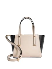 Dune London Cream Mini Dinkydresden Double Zip Top Handle Tote Bag - Image 3 of 6