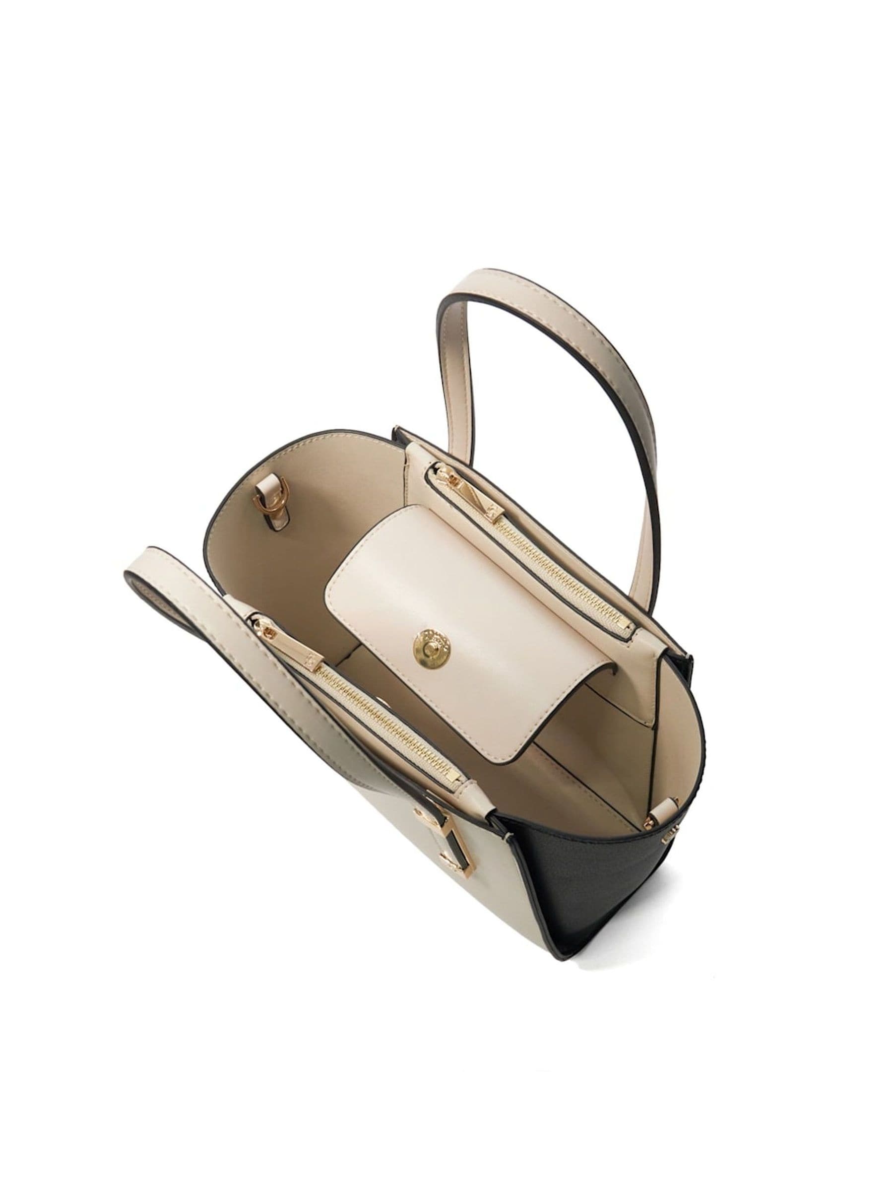 Dune London Cream Mini Dinkydresden Double Zip Top Handle Tote Bag ONE Womens