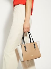 Dune London Brown Mini Dinkydresden Double Zip Top Handle Tote Bag - Image 1 of 4