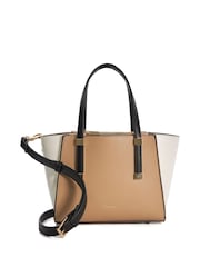 Dune London Brown Mini Dinkydresden Double Zip Top Handle Tote Bag - Image 2 of 4