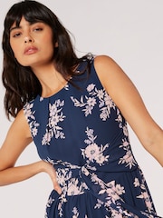 Apricot Blue Botanical Blooms Chiffon Maxi Dress - Image 3 of 5