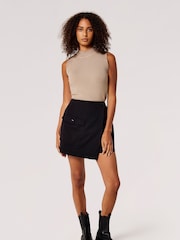 Apricot Black Cotton Twill Cargo Mini Skort - Image 1 of 5