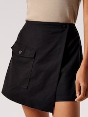 Apricot Black Cotton Twill Cargo Mini Skort - Image 2 of 5