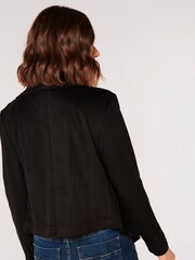 Apricot Black Cropped Suede Waterfall Jacket - Image 4 of 5